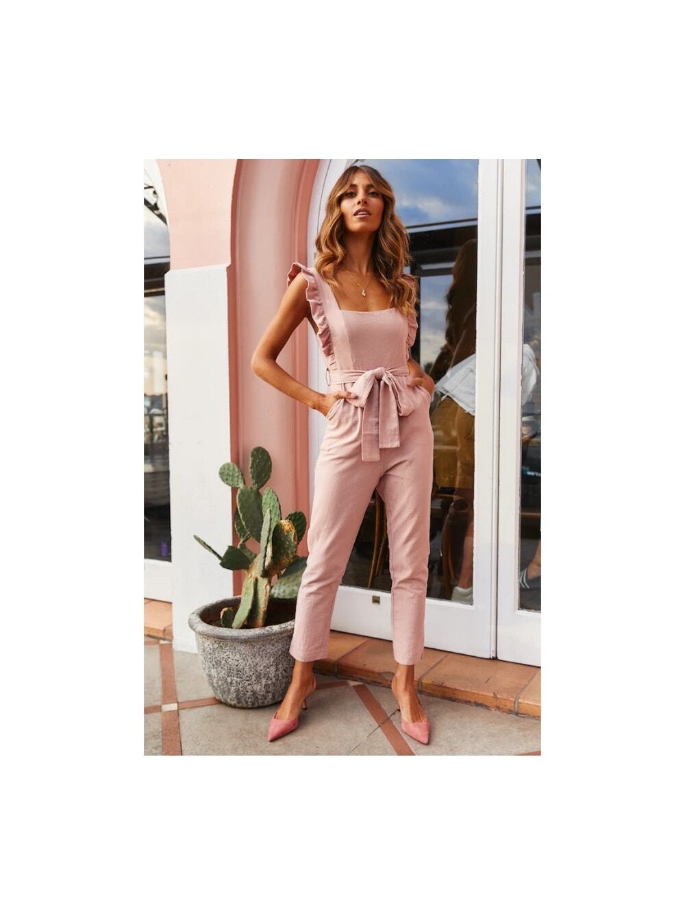 HELLO MOLLY My Kind Of Night Jumpsuit Blush NO BELT Size Medium